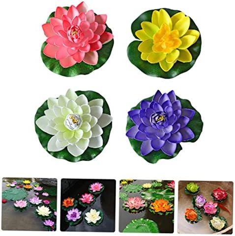 Yardwe Artificial Floating Lotus Flowers for Pond Decor
