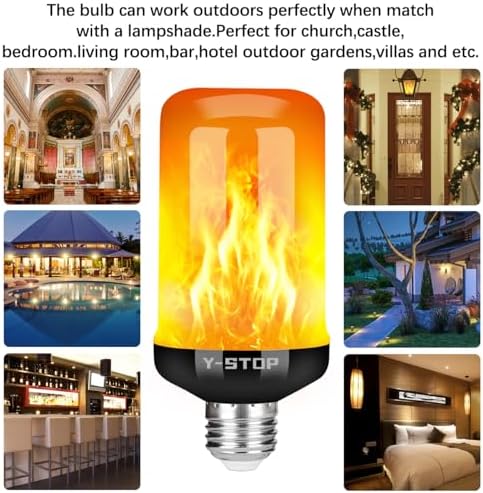 Y STOP Upgraded LED Flame Light Bulbs 4 Modes E26 Base 2 Pack