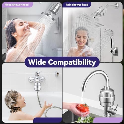 20 Stage Shower Filter with 2 Cartridges - Silver and Black