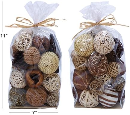 Deco 79 Coastal Dried Plant Round Orbs Vase Filler Set of 2