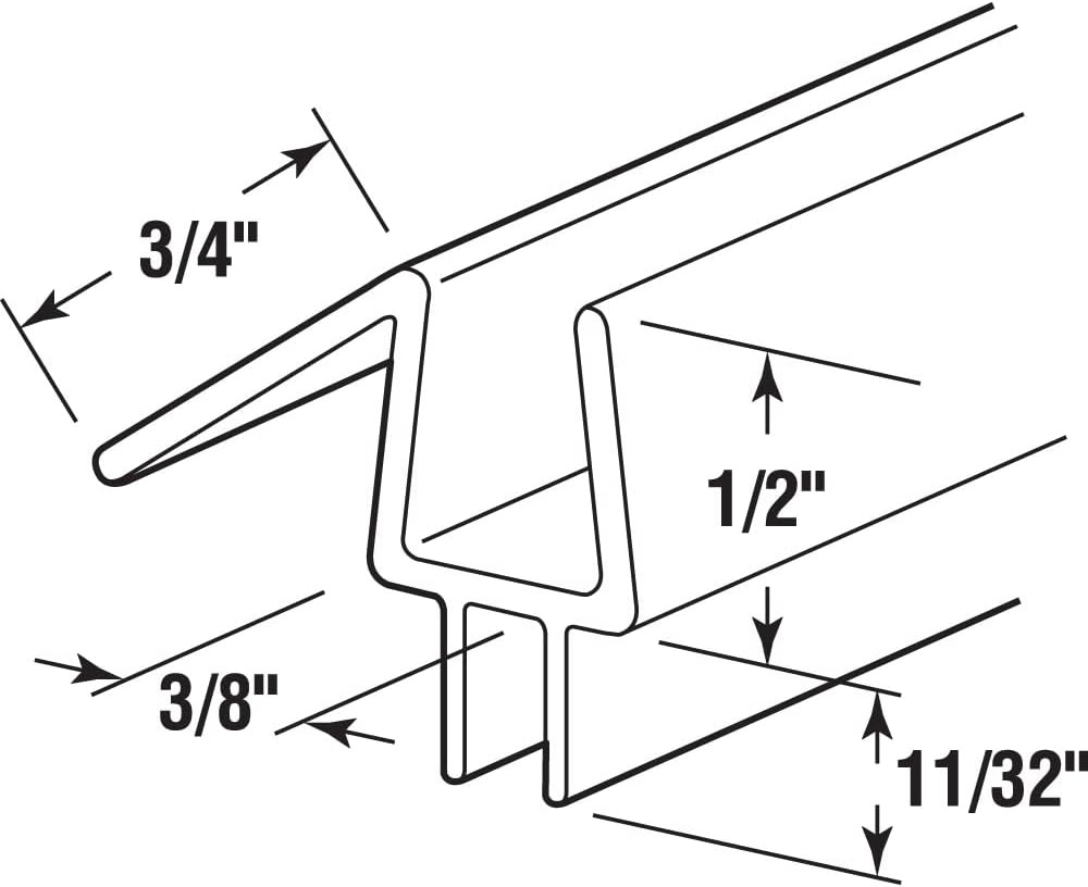 Prime-Line M 6258 Frameless Shower Door Bottom Seal - 36 Inch Clear Vinyl
