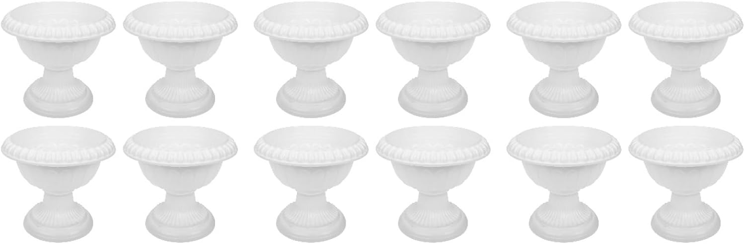 Yardwe 12Pcs White Plastic Urn Planters for Garden Porch Wedding Decor