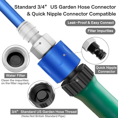 Homeyeco 3-Way Fine-Mist Hose Mister for Cooling Outdoor