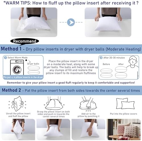 Pack of 4 12x20 Waterproof Pillow Inserts for Outdoor Use