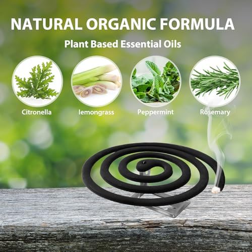 KICKOUTOR Natural Mosquito Repellent Coils 20PCS with 4 Stands for Outdoor Use