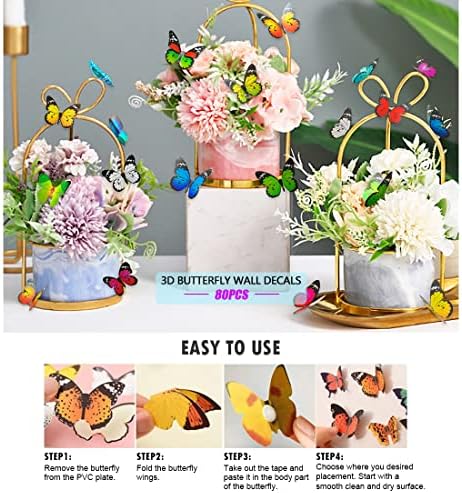 80pcs Butterfly Wall Decor Set - Waterproof Reusable Foldable Murals