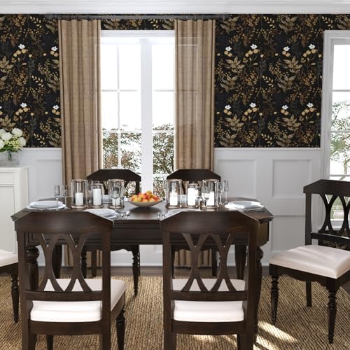 Black Floral Peel and Stick Wallpaper for Kitchen Countertop and Cabinets 175 x 393 Inches