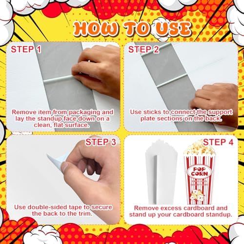 Yuminefeety 4 Feet Red White Striped Popcorn Box Cardboard Cutout Standup Decor