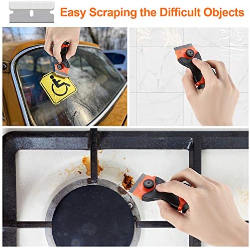 2 Pack Razor Blade Scraper Tool with 12 Plastic and 7 Metal Blades 1