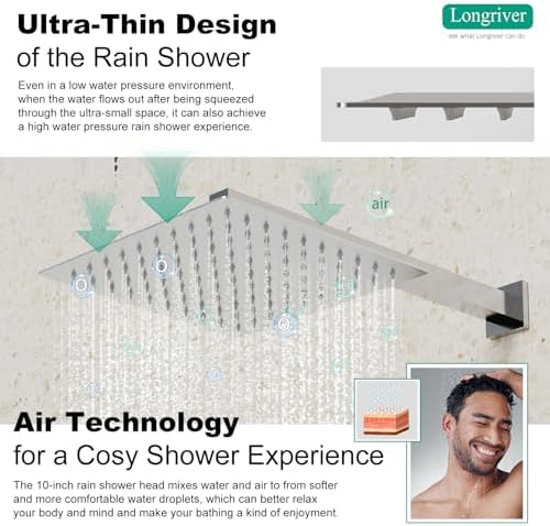 Longriver Shower Faucet Set - 12 Inch Rainfall Shower Head with Handheld Spray