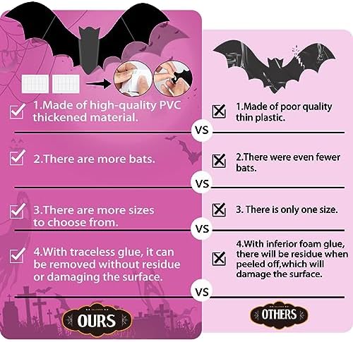 Pink Bats Halloween Wall Decal 48PCS