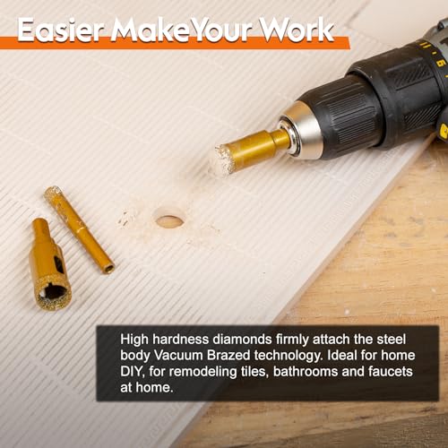 THINKWORK Diamond Drill Bits Hole Saw Set 12 PCS for Tile Glass Ceramic Marble Porcelain