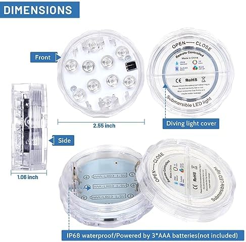 YiaMia RGB LED Pool Light 2-Pack with Remote Control