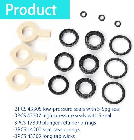 DHAZIR 30623 Seal Kit Replacement for 5 Frame Plunger Pumps 3PACK