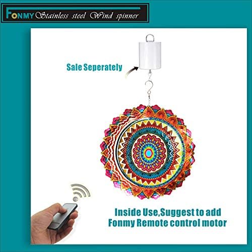 FONMY 12 Inch Stainless Steel Wind Spinner Mandala Decor