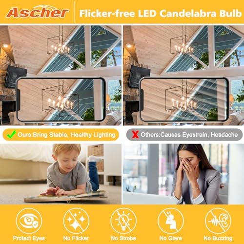 Ascher E12 LED Candelabra Light Bulb Pack of 5