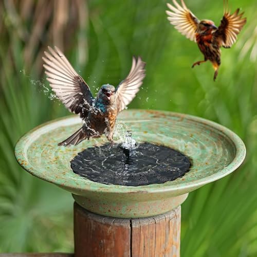 Solar Powered Bird Bath Fountain Durable Metal Outdoor Decor