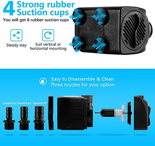 CWKJ Fountain Pump 400GPH Submersible Water Pump for Pond and Aquarium