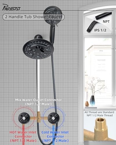 PHASAT 2 Handle Shower Faucet with Matte Black Finish
