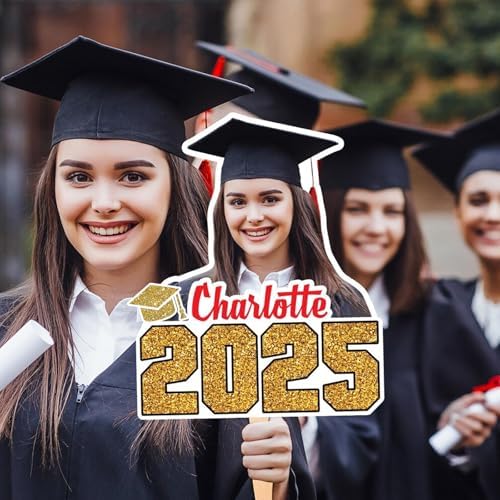 Personalized Graduation Fans with Photo Name Class of 2025 Funny Big Head Face Custom Cardboard Cutout with Handle