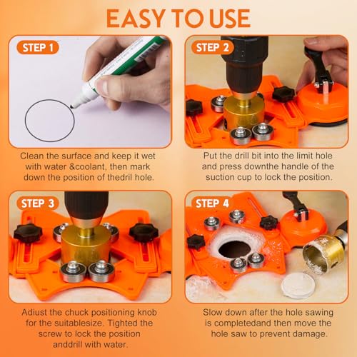 THINKWORK Diamond Drill Bits Hole Saw Set 12 PCS for Tile Glass Ceramic Marble Porcelain