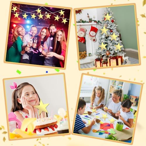 24 Pcs 11 Inch Gold Star Cutouts for Bulletin Board Wall Decorations