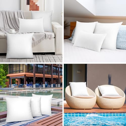 Pack of 4 12x20 Waterproof Pillow Inserts for Outdoor Use
