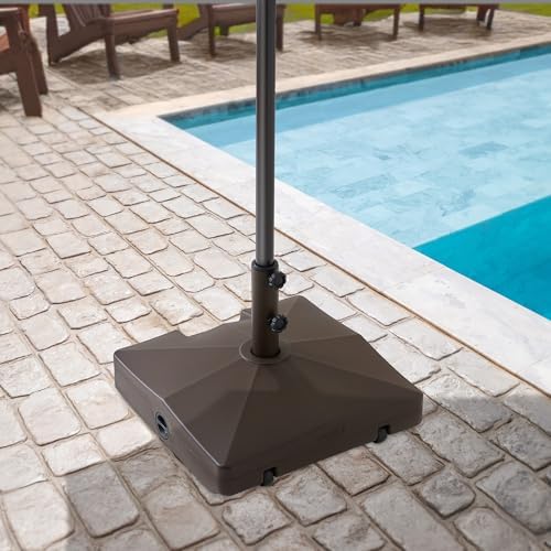Casafield Heavy Duty Patio Umbrella Base with Handle - Brown
