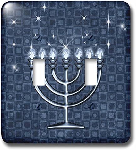 3dRose lsp_522282_2 Blue Hanukkah Menorah Wall Plate