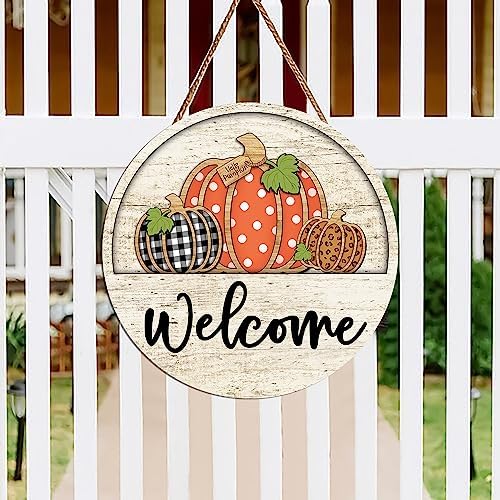 KORVITA Fall Welcome Door Sign 12x12 Inches