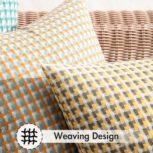 MIULEE 2 Piece Outdoor Throw Pillow Covers Square Waterproof Yellow