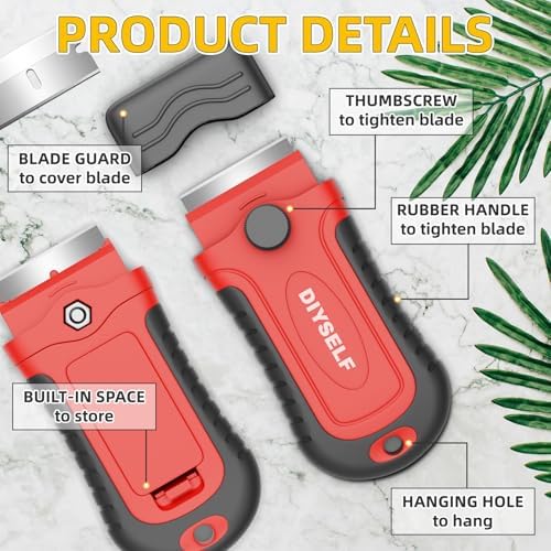 DIYSELF 1 Pack Razor Blade Scraper with 15 Blades