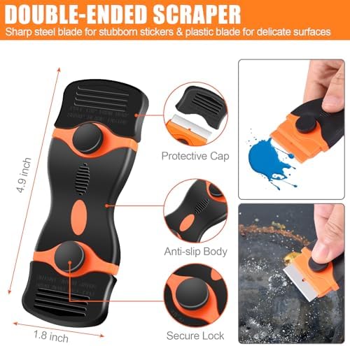 4 Pack Razor Blade Scraper Set with 50 Blades