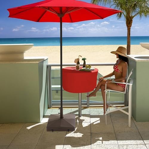 Casafield Heavy Duty Patio Umbrella Base with Handle - Brown