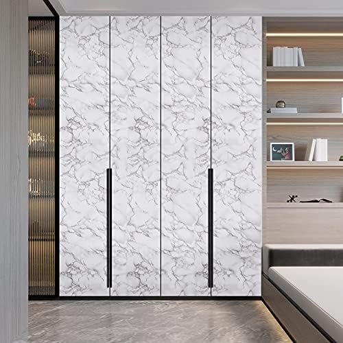 Caltero Glossy Marble Self Adhesive Contact Paper 157x118 White Grey