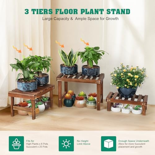COOGOU 3 Tiered Plant Stand Shelf Rack Holder for Indoor Outdoor Use
