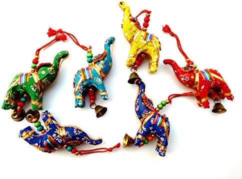 Rastogi Handicrafts Elephant Bell Hanging Decor Set of 6