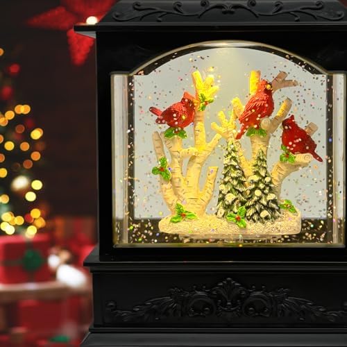 Christmas Snow Globe Lantern with Music Timer - LED Glittering Decor