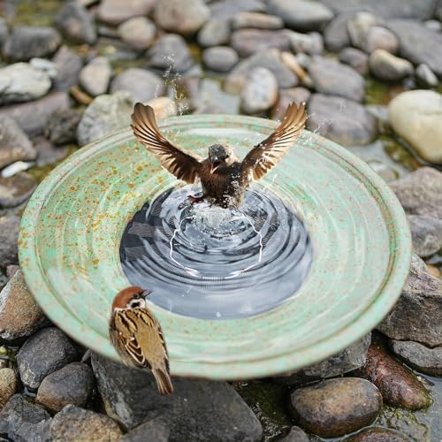 Solar Powered Bird Bath Fountain Durable Metal Outdoor Decor