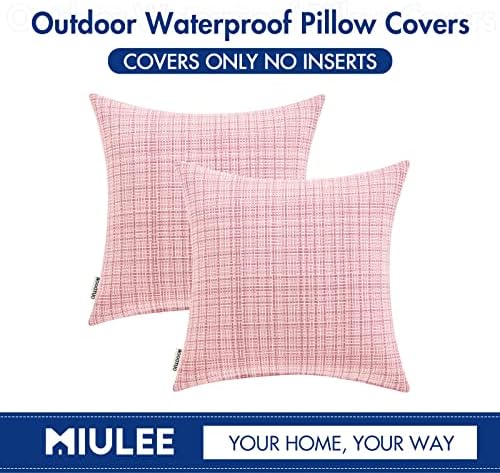 MIULEE Waterproof Throw Pillow Covers 16x16 Inch Pink Pack of 2