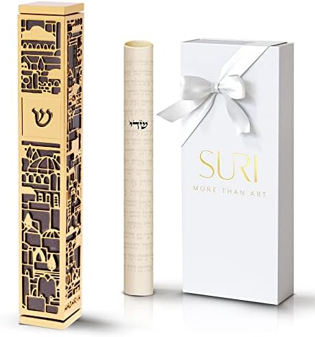 SURI Contemporary Mezuzah Door Accent Gold Gray
