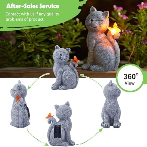 Nacome Solar Cat Garden Statue Outdoor Decor