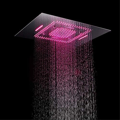 Stainless Steel Remote Control Color Changing Shower Head with LED Canopy