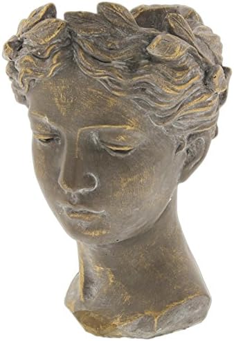 Greek Roman Style Female Statue Head Cement Planter - 105 Inch Unique Garden Decor