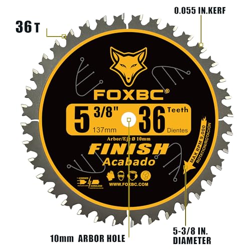 FOXBC 5-38 Inch Carbide Circular Saw Blade 36 Tooth 10mm Arbor 3 Pack