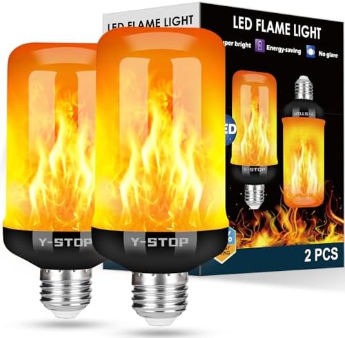 Y STOP Upgraded LED Flame Light Bulbs 4 Modes E26 Base 2 Pack