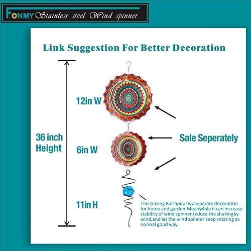 FONMY 12 Inch Stainless Steel Wind Spinner Mandala Decor