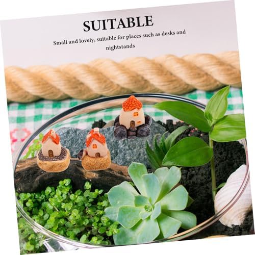Unique Micro Village Houses 3 Pack Resin Statues for Fairy Garden Decor