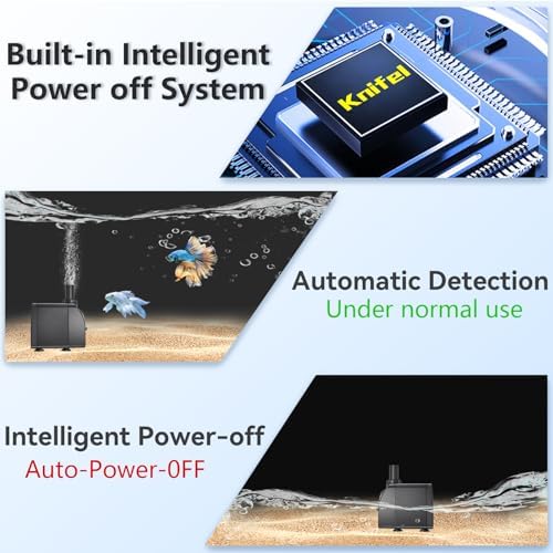 Knifel Submersible Pump 200GPH Auto Shut Off 52ft High Lift for Fountains Ponds Aquariums