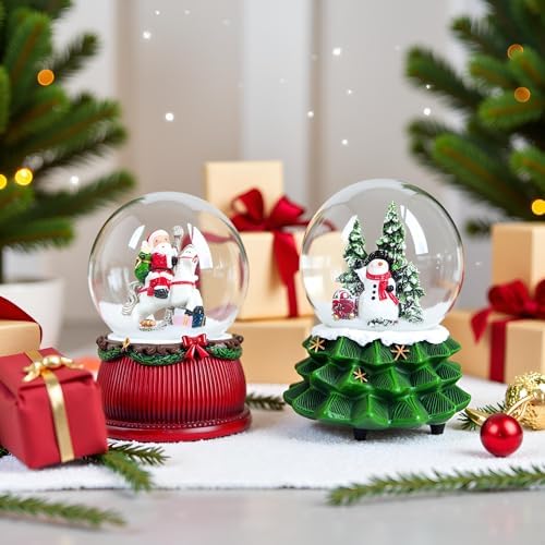 Aobaks Christmas Snow Globe with Musical Santa and Snow Man